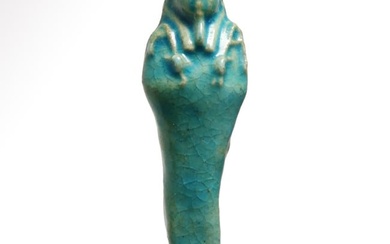 Egyptian Turquoise Glazed Faience Shabti, c. 4th-3rd Century B.C.