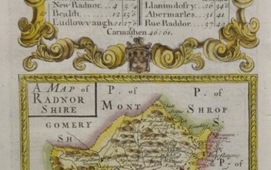 Emanuel Bowen (1693-1767) British. "A Map of Radnor