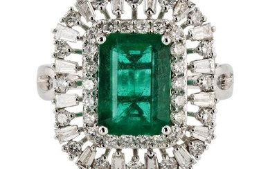 Emerald Diamond 18K White Gold Ring