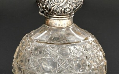 English Cut Glass Sterling Top Perfume Bottle