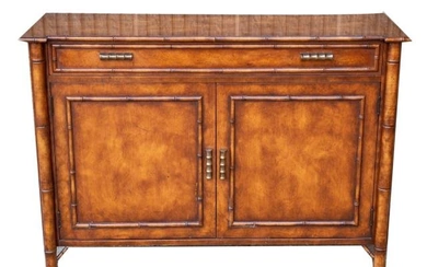 English Faux Bamboo Single Drawer Two Door Cabinet