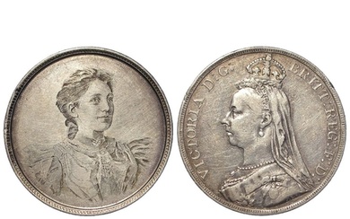 Engraved Coin: A fine Victorian portrait miniature of a woma...