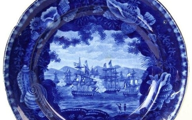 Enoch Wood & Sons American Historical Transfer Plate "Commodore Macdonnough's Victory", circa 1815