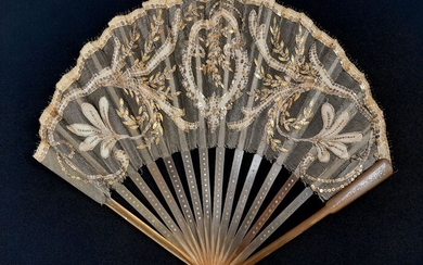Exclusive fan - Jean-Pierre Duvelleroy (1802-1889) - with certificate - Tortoiseshell, Lace - circa 1890