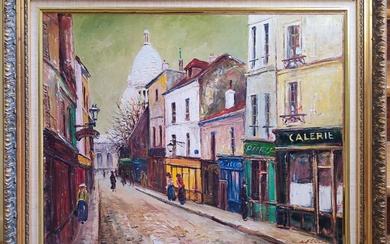 FEOLA Jean, XX siècle Montmartre Acrylique sur toile Signé en bas à droite Haut. :...