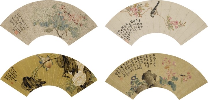 FLOWERS AND BIRDS, Gu Luo (1763-Circa 1837), Dai Yi (Qing Dynasty), Jiang Zhou (Qing Dynasty), Husou Duan (Qing Dynasty)