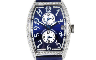 FRANCK MULLER - a mid-size stainless steel Master Banker Triple-Time wrist watch.