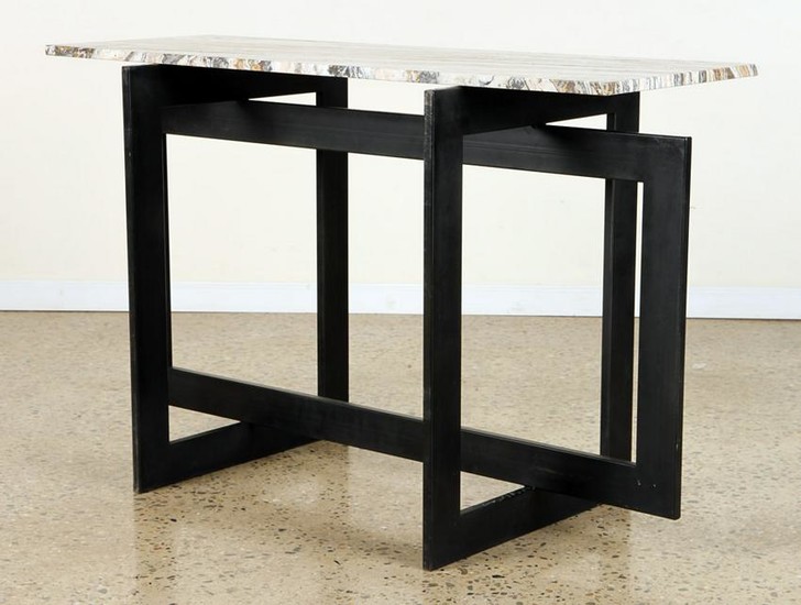 FRENCH IRON MARBLE TOP CONSOLE TABLE