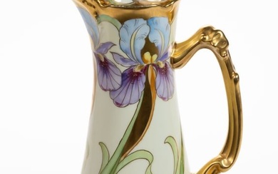 FRENCH LIMOGES HAND-PAINTED PORCELAIN CHOCOLATE POT