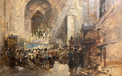 Felice Giordano (1880-1964) - Interno di chiesa