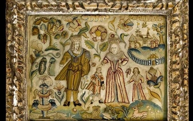 Fine Charles I Raised Silk and Lace Needlework