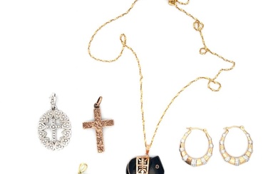Five Piece 14K, 10K Gold & Silver Pendant Necklace Jewelry...