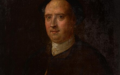 Follower of William Hogarth, Portrait of a gentleman wearing a silk cap