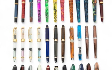 Fountain Pens & Ballpoint Pens, Feat. Parker & Narwhal, H 5" W 12.25" Depth 8.25" 34 pcs