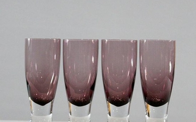 Four [4[ Amethyst Goblets Clear Weighted Base