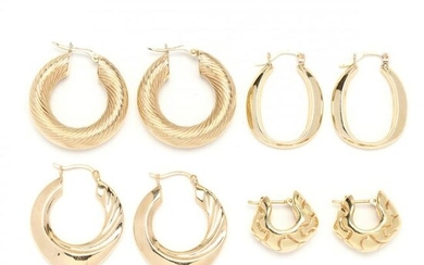 Four Pairs of Gold Hoop Earrings