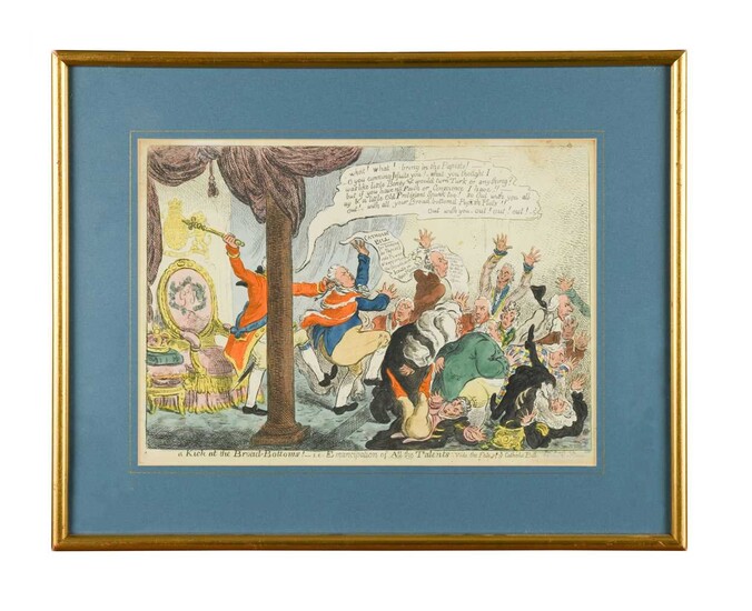 Four hand coloured satirical cartoons. William Heath, 'How to keep one's Place. AD 1833', publ.