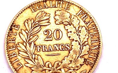 France - Pièce de 20 francs Tête de Cérès république française en or jaune datant...