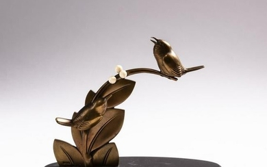 France , Two birds sitting on a branch, c. 1928