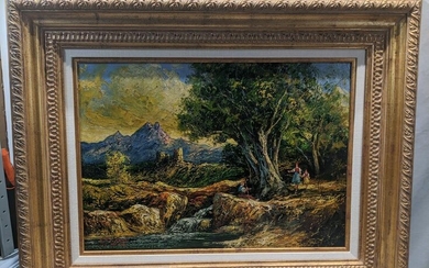 Franco Grignani Large Italian Oil Painting