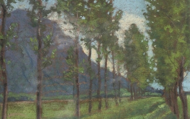 François BIRBAUM (1872-1947) "Plaine du Rhône près de Monthey"