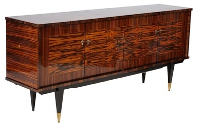 French Art Deco Inspired Kingwood Sideboard, 20th c., H.- 37 1/2 in., W.- 87 in., D.- 20 in.