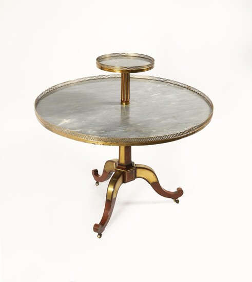 French Gilt Bronze Mounted Marble Top Tiered Table DEC1