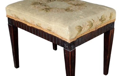 French Louis XVI style foot stool with needlepoint seat