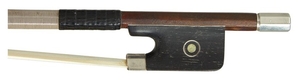 French Silver-Mounted Violoncello Bow - Marie Louis Piernot, the round stick stamped P HEL A LILLE twice at the butt, the ebony frog with parisian eye, the plain silver adjuster, weight 80.7 grams. Certificate: Isaac Salchow, New York, February 8th...