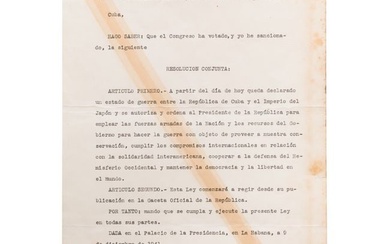 Fulgencio Batista y Zalvidar – Cuba's Declaration of War against the Japanese Empire on 9 December