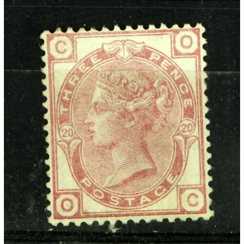GB - QV surface printed 1873/80 3d rose, Plate 20 (scarce), ...