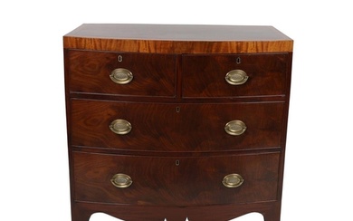 GEORGE III MAHOGANY & CROSSBANDED BOW FRONT CHEST