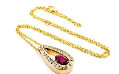 GIA 1.84ct Pigeons Blood Natural Burmese Ruby & Diamond Pendant With Chain