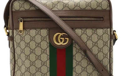 GUCCI Gucci Ophidia GG Supreme Shoulder Bag PVC Leather Khaki Beige Dark Brown Green Red 547934
