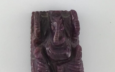 Ganesh chiselled in ruby root of 421 cts approx.