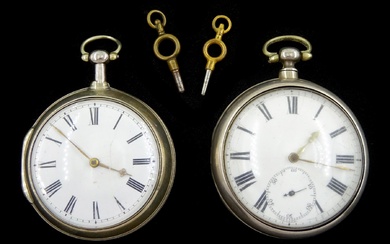 George III silver pair cased verge fusee pocket watch by Thomas Woodward