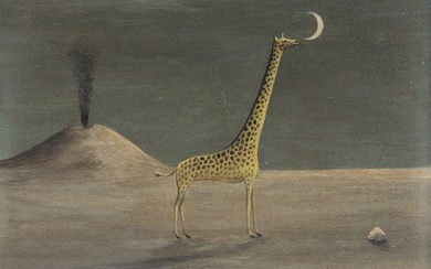 Gertrude Abercrombie (American, 1909-1977) Giraffe and Moon with Volcano (Giraffe and Volcano #2)