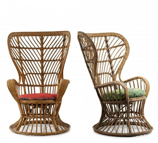 Gio Ponti, Two wicker chairs, c. 1950