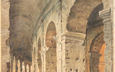 Glimpse of the Colosseum's inner colonnade, Adriano Cecchi (Prato, 1850 - Firenze, 1936)