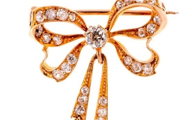 Gold "knot" brooch set with diamonds and pearls - Gross...