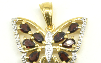 Gold plated Sil Garnet Cz(2.9ct) Pendant
