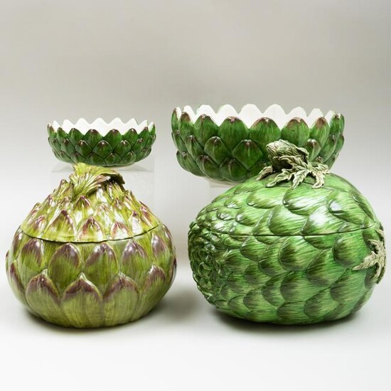 Group of Four Continental Ceramic Artichoke Form