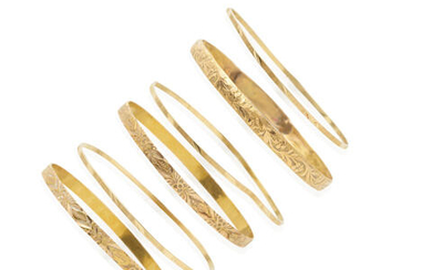 Group of Six Gold Bangles
