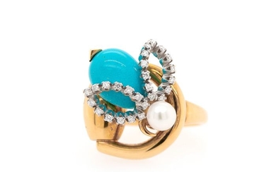 Gucci Turquoise Pearl Diamond- 18 kt. Yellow gold - Ring