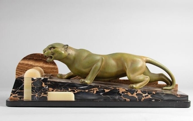 Guy Debe (attr.) - Creeping panther - Art Deco sculpture