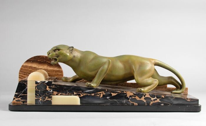 Guy Debe (attr.) - Creeping panther - Art Deco sculpture