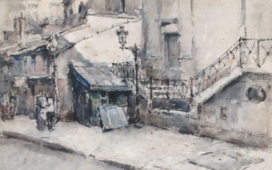 HERMANN EDOUARD WAGNER (1894-1963). Rue Saint Roch. Aquarelle, signée en bas à gauche. 44,5 x...