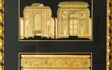 Hand Painted Etching Neo Classical Architecture