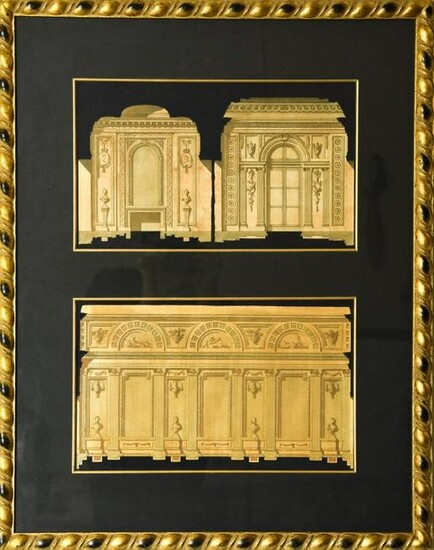 Hand Painted Etching Neo Classical Architecture