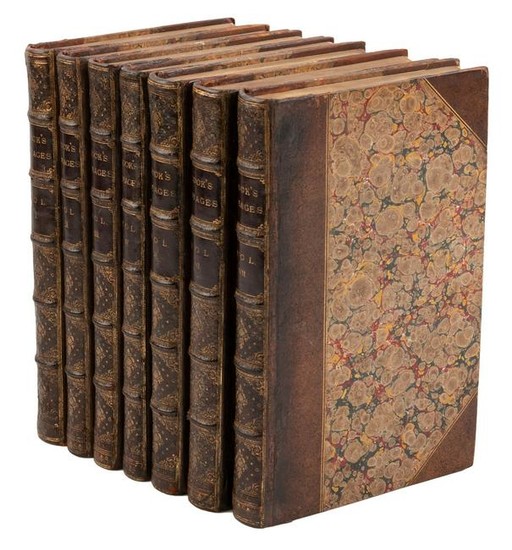 Handsome set of Cook's Three Voyages, 7 volumes, 1821